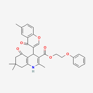 2-phenoxyethyl 2,7,7-trimethyl-4-(6-methyl-4-oxo-4H-chromen-3-yl)-5-oxo-1,4,5,6,7,8-hexahydro-3-quinolinecarboxylate
