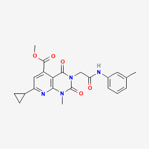 molecular formula C22H22N4O5 B5200363 methyl 7-cyclopropyl-1-methyl-3-{2-[(3-methylphenyl)amino]-2-oxoethyl}-2,4-dioxo-1,2,3,4-tetrahydropyrido[2,3-d]pyrimidine-5-carboxylate 