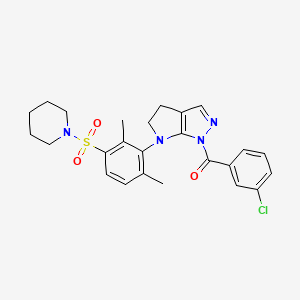 molecular formula C25H27ClN4O3S B5200394 1-(3-chlorobenzoyl)-6-[2,6-dimethyl-3-(1-piperidinylsulfonyl)phenyl]-1,4,5,6-tetrahydropyrrolo[2,3-c]pyrazole 