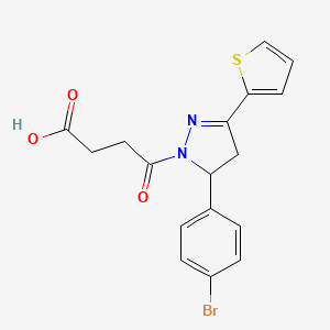 molecular formula C17H15BrN2O3S B5200397 4-[5-(4-bromophenyl)-3-(2-thienyl)-4,5-dihydro-1H-pyrazol-1-yl]-4-oxobutanoic acid 
