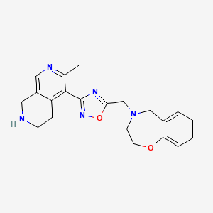 molecular formula C21H23N5O2 B5200413 4-{[3-(3-methyl-5,6,7,8-tetrahydro-2,7-naphthyridin-4-yl)-1,2,4-oxadiazol-5-yl]methyl}-2,3,4,5-tetrahydro-1,4-benzoxazepine bis(trifluoroacetate) 