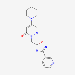 molecular formula C17H18N6O2 B5200421 5-(1-piperidinyl)-2-{[3-(3-pyridinyl)-1,2,4-oxadiazol-5-yl]methyl}-3(2H)-pyridazinone 