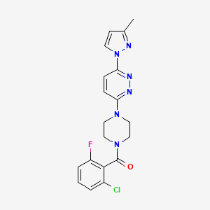 molecular formula C19H18ClFN6O B5200477 3-[4-(2-chloro-6-fluorobenzoyl)-1-piperazinyl]-6-(3-methyl-1H-pyrazol-1-yl)pyridazine 