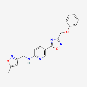 molecular formula C19H17N5O3 B5200533 N-[(5-methyl-3-isoxazolyl)methyl]-5-[3-(phenoxymethyl)-1,2,4-oxadiazol-5-yl]-2-pyridinamine 