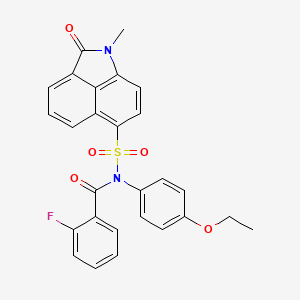 N-(4-ethoxyphenyl)-2-fluoro-N-[(1-methyl-2-oxo-1,2-dihydrobenzo[cd]indol-6-yl)sulfonyl]benzamide