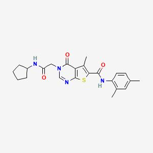 molecular formula C23H26N4O3S B5200613 3-[2-(cyclopentylamino)-2-oxoethyl]-N-(2,4-dimethylphenyl)-5-methyl-4-oxo-3,4-dihydrothieno[2,3-d]pyrimidine-6-carboxamide 