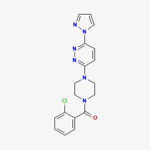 molecular formula C18H17ClN6O B5200620 3-[4-(2-chlorobenzoyl)-1-piperazinyl]-6-(1H-pyrazol-1-yl)pyridazine 