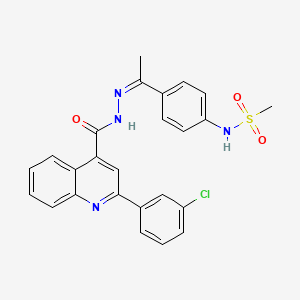 N-[4-(N-{[2-(3-chlorophenyl)-4-quinolinyl]carbonyl}ethanehydrazonoyl)phenyl]methanesulfonamide