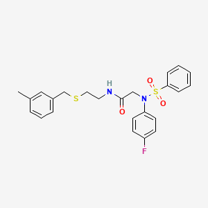 molecular formula C24H25FN2O3S2 B5200695 N~2~-(4-fluorophenyl)-N~1~-{2-[(3-methylbenzyl)thio]ethyl}-N~2~-(phenylsulfonyl)glycinamide 