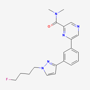 molecular formula C20H22FN5O B5200709 6-{3-[1-(4-fluorobutyl)-1H-pyrazol-3-yl]phenyl}-N,N-dimethyl-2-pyrazinecarboxamide 