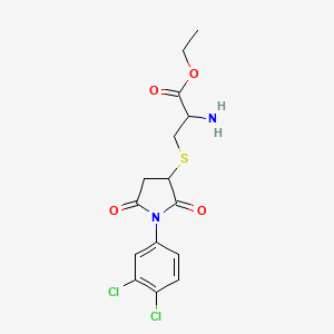 molecular formula C15H16Cl2N2O4S B5200725 ethyl S-[1-(3,4-dichlorophenyl)-2,5-dioxo-3-pyrrolidinyl]cysteinate 