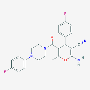 molecular formula C24H22F2N4O2 B5200762 2-amino-4-(4-fluorophenyl)-5-{[4-(4-fluorophenyl)-1-piperazinyl]carbonyl}-6-methyl-4H-pyran-3-carbonitrile 