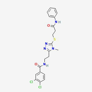 molecular formula C21H21Cl2N5O2S B5200822 N-(2-{5-[(3-anilino-3-oxopropyl)thio]-4-methyl-4H-1,2,4-triazol-3-yl}ethyl)-3,4-dichlorobenzamide 