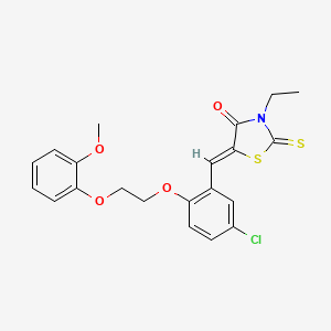 molecular formula C21H20ClNO4S2 B5200835 5-{5-chloro-2-[2-(2-methoxyphenoxy)ethoxy]benzylidene}-3-ethyl-2-thioxo-1,3-thiazolidin-4-one 