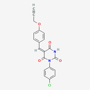 molecular formula C20H13ClN2O4 B5200940 1-(4-chlorophenyl)-5-[4-(2-propyn-1-yloxy)benzylidene]-2,4,6(1H,3H,5H)-pyrimidinetrione 