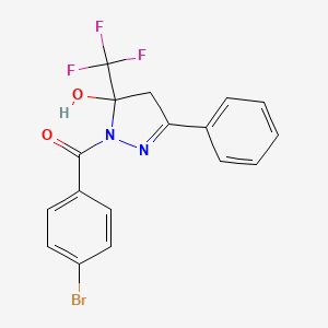 molecular formula C17H12BrF3N2O2 B5200950 1-(4-bromobenzoyl)-3-phenyl-5-(trifluoromethyl)-4,5-dihydro-1H-pyrazol-5-ol 