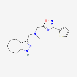 molecular formula C17H21N5OS B5200963 (1,4,5,6,7,8-hexahydrocyclohepta[c]pyrazol-3-ylmethyl)methyl{[3-(2-thienyl)-1,2,4-oxadiazol-5-yl]methyl}amine 