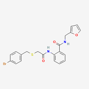molecular formula C21H19BrN2O3S B5200988 2-({[(4-bromobenzyl)thio]acetyl}amino)-N-(2-furylmethyl)benzamide 