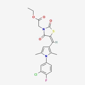molecular formula C20H18ClFN2O4S B5201010 ethyl (5-{[1-(3-chloro-4-fluorophenyl)-2,5-dimethyl-1H-pyrrol-3-yl]methylene}-2,4-dioxo-1,3-thiazolidin-3-yl)acetate 