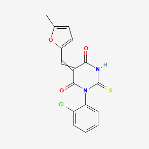 molecular formula C16H11ClN2O3S B5201016 1-(2-chlorophenyl)-5-[(5-methyl-2-furyl)methylene]-2-thioxodihydro-4,6(1H,5H)-pyrimidinedione 