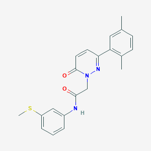 molecular formula C21H21N3O2S B5201049 2-[3-(2,5-dimethylphenyl)-6-oxo-1(6H)-pyridazinyl]-N-[3-(methylthio)phenyl]acetamide 