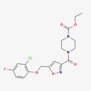 molecular formula C18H19ClFN3O5 B5201057 ethyl 4-({5-[(2-chloro-4-fluorophenoxy)methyl]-3-isoxazolyl}carbonyl)-1-piperazinecarboxylate 