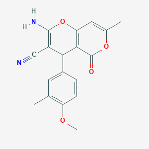 molecular formula C18H16N2O4 B5201062 2-amino-4-(4-methoxy-3-methylphenyl)-7-methyl-5-oxo-4H,5H-pyrano[4,3-b]pyran-3-carbonitrile 