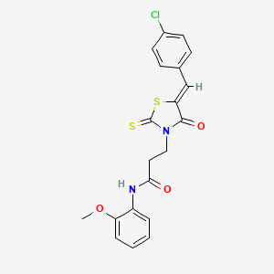 molecular formula C20H17ClN2O3S2 B5201095 3-[5-(4-chlorobenzylidene)-4-oxo-2-thioxo-1,3-thiazolidin-3-yl]-N-(2-methoxyphenyl)propanamide 