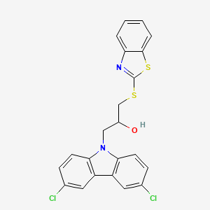 molecular formula C22H16Cl2N2OS2 B5201101 1-(1,3-benzothiazol-2-ylthio)-3-(3,6-dichloro-9H-carbazol-9-yl)-2-propanol 