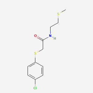 molecular formula C11H14ClNOS2 B5201105 2-[(4-chlorophenyl)thio]-N-[2-(methylthio)ethyl]acetamide 
