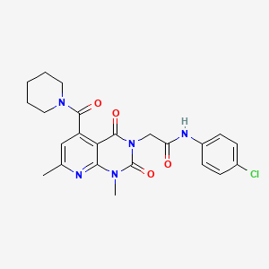 molecular formula C23H24ClN5O4 B5201106 N-(4-chlorophenyl)-2-[1,7-dimethyl-2,4-dioxo-5-(1-piperidinylcarbonyl)-1,4-dihydropyrido[2,3-d]pyrimidin-3(2H)-yl]acetamide 