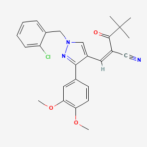 3-[1-(2-chlorobenzyl)-3-(3,4-dimethoxyphenyl)-1H-pyrazol-4-yl]-2-(2,2-dimethylpropanoyl)acrylonitrile