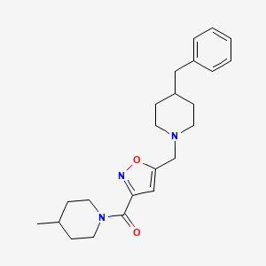 molecular formula C23H31N3O2 B5201122 4-benzyl-1-({3-[(4-methyl-1-piperidinyl)carbonyl]-5-isoxazolyl}methyl)piperidine 