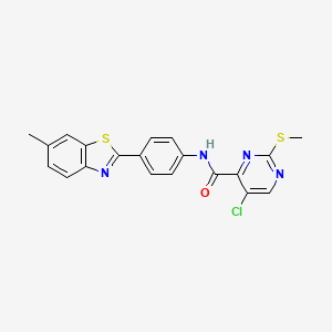 molecular formula C20H15ClN4OS2 B5201133 5-chloro-N-[4-(6-methyl-1,3-benzothiazol-2-yl)phenyl]-2-(methylthio)-4-pyrimidinecarboxamide 