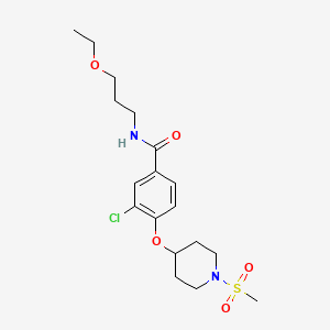 molecular formula C18H27ClN2O5S B5201216 3-chloro-N-(3-ethoxypropyl)-4-{[1-(methylsulfonyl)-4-piperidinyl]oxy}benzamide 