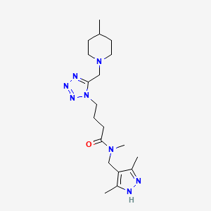 molecular formula C19H32N8O B5201217 N-[(3,5-dimethyl-1H-pyrazol-4-yl)methyl]-N-methyl-4-{5-[(4-methyl-1-piperidinyl)methyl]-1H-tetrazol-1-yl}butanamide 