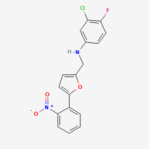 molecular formula C17H12ClFN2O3 B5201231 (3-chloro-4-fluorophenyl){[5-(2-nitrophenyl)-2-furyl]methyl}amine 