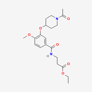 molecular formula C20H28N2O6 B5201288 ethyl N-{3-[(1-acetyl-4-piperidinyl)oxy]-4-methoxybenzoyl}-beta-alaninate 
