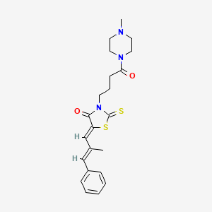 molecular formula C22H27N3O2S2 B5201298 5-(2-methyl-3-phenyl-2-propen-1-ylidene)-3-[4-(4-methyl-1-piperazinyl)-4-oxobutyl]-2-thioxo-1,3-thiazolidin-4-one 