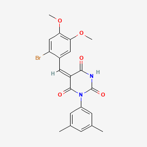 molecular formula C21H19BrN2O5 B5201299 5-(2-bromo-4,5-dimethoxybenzylidene)-1-(3,5-dimethylphenyl)-2,4,6(1H,3H,5H)-pyrimidinetrione 