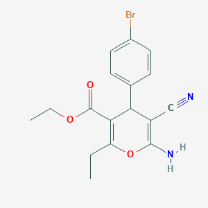 molecular formula C17H17BrN2O3 B5201457 ethyl 6-amino-4-(4-bromophenyl)-5-cyano-2-ethyl-4H-pyran-3-carboxylate 