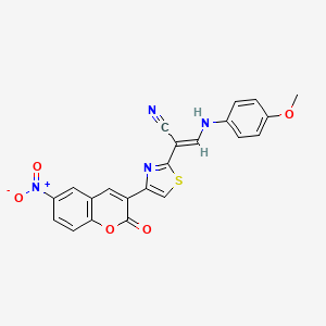molecular formula C22H14N4O5S B5201474 3-[(4-methoxyphenyl)amino]-2-[4-(6-nitro-2-oxo-2H-chromen-3-yl)-1,3-thiazol-2-yl]acrylonitrile 