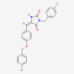 molecular formula C24H18BrFN2O3 B5201494 5-{4-[(4-bromobenzyl)oxy]benzylidene}-3-(4-fluorobenzyl)-2,4-imidazolidinedione 