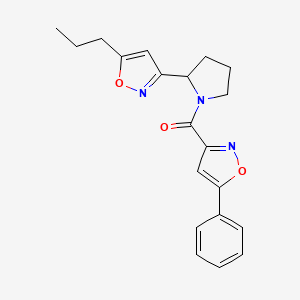 molecular formula C20H21N3O3 B5201500 5-phenyl-3-{[2-(5-propyl-3-isoxazolyl)-1-pyrrolidinyl]carbonyl}isoxazole 