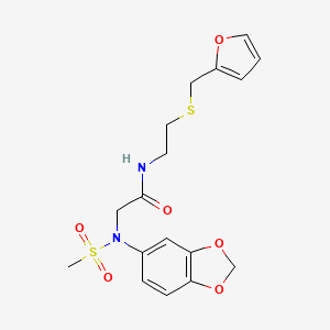 molecular formula C17H20N2O6S2 B5201501 N~2~-1,3-benzodioxol-5-yl-N~1~-{2-[(2-furylmethyl)thio]ethyl}-N~2~-(methylsulfonyl)glycinamide 