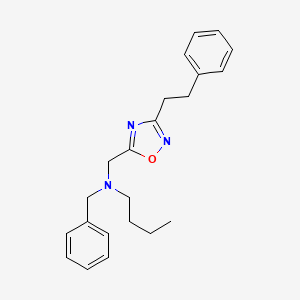 molecular formula C22H27N3O B5201529 N-benzyl-N-{[3-(2-phenylethyl)-1,2,4-oxadiazol-5-yl]methyl}-1-butanamine 