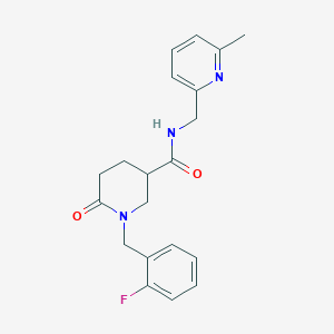 molecular formula C20H22FN3O2 B5201560 1-(2-fluorobenzyl)-N-[(6-methyl-2-pyridinyl)methyl]-6-oxo-3-piperidinecarboxamide 