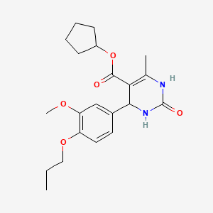 molecular formula C21H28N2O5 B5201562 cyclopentyl 4-(3-methoxy-4-propoxyphenyl)-6-methyl-2-oxo-1,2,3,4-tetrahydro-5-pyrimidinecarboxylate 