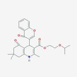 2-isopropoxyethyl 2,7,7-trimethyl-5-oxo-4-(4-oxo-4H-chromen-3-yl)-1,4,5,6,7,8-hexahydro-3-quinolinecarboxylate