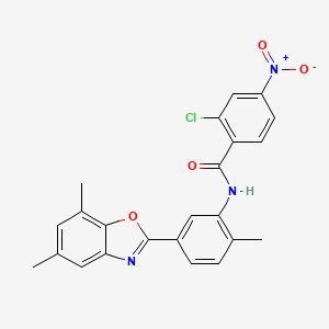 molecular formula C23H18ClN3O4 B5201593 2-chloro-N-[5-(5,7-dimethyl-1,3-benzoxazol-2-yl)-2-methylphenyl]-4-nitrobenzamide 